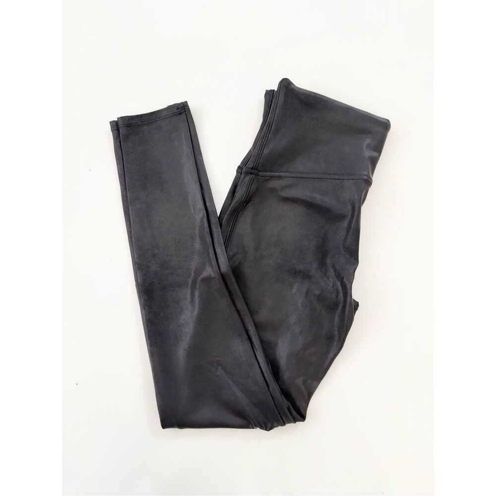 Spanx Womens Black Faux Leather Leggings Size Large